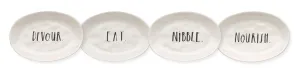 Rae Dunn Stem Print Oval Plates, Set of 4