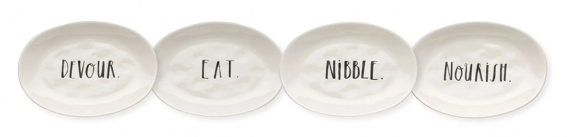 Rae Dunn Stem Print Oval Plates, Set of 4