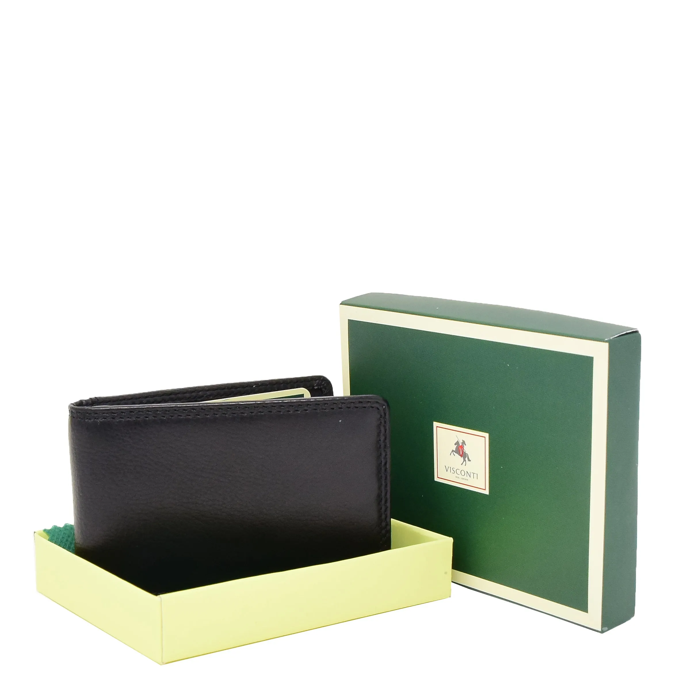 Real Leather Credit Card Holder Oyster Bus Pass ID Bifold Slim Wallet AV5 Black