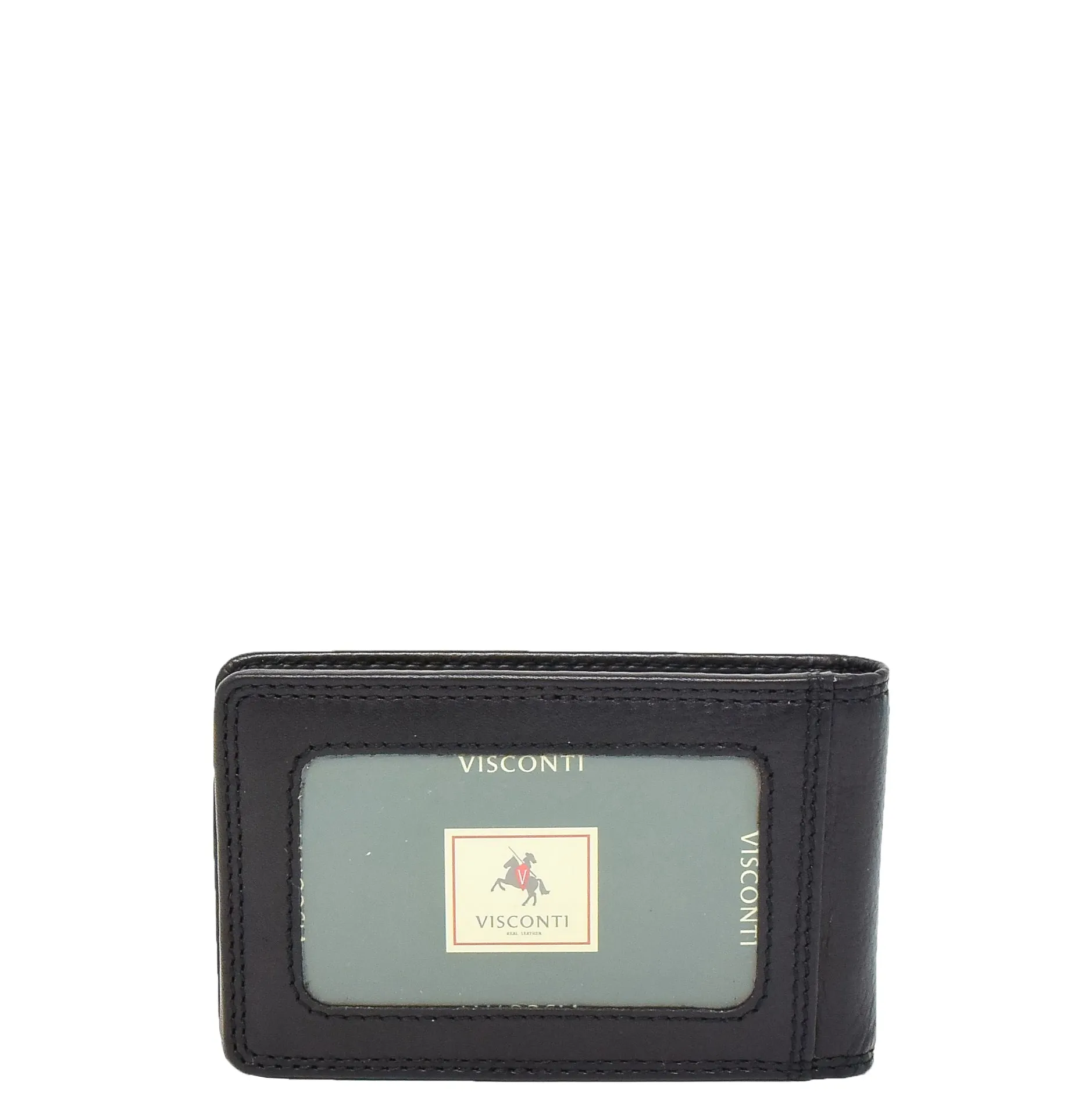 Real Leather Credit Card Holder Oyster Bus Pass ID Bifold Slim Wallet AV5 Black