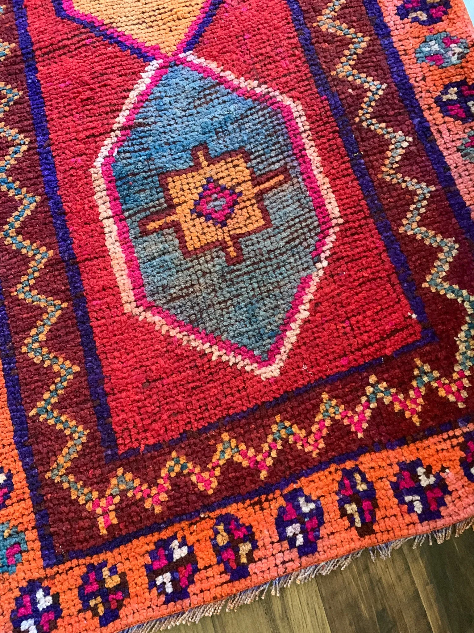 Reserved for Monique - R1130 - 3.0' x 10.3' Vintage Turkish Herki Runner Rug