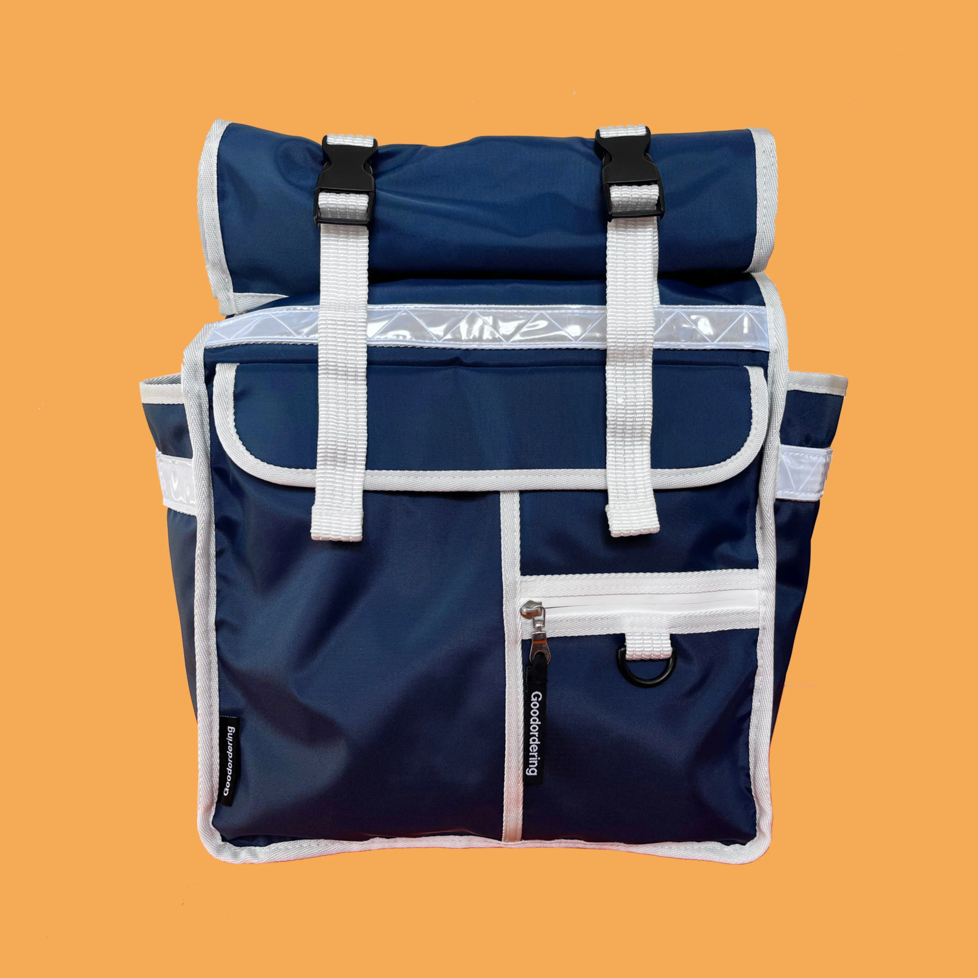 Rolltop backpack Pannier Eco Navy Blue White