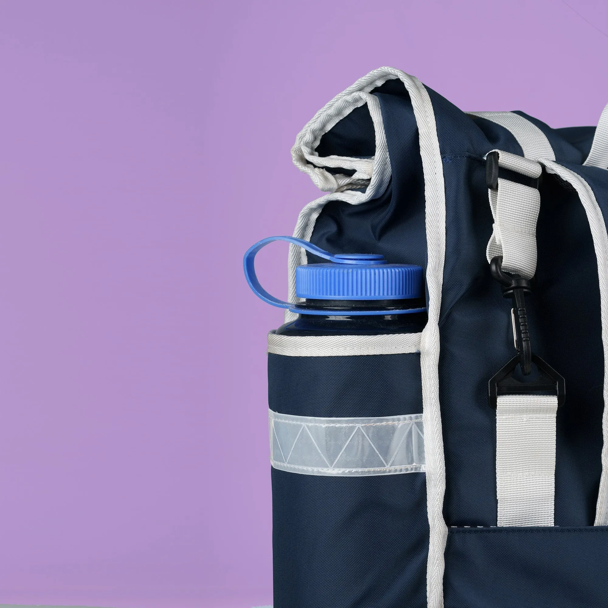 Rolltop backpack Pannier Eco Navy Blue White