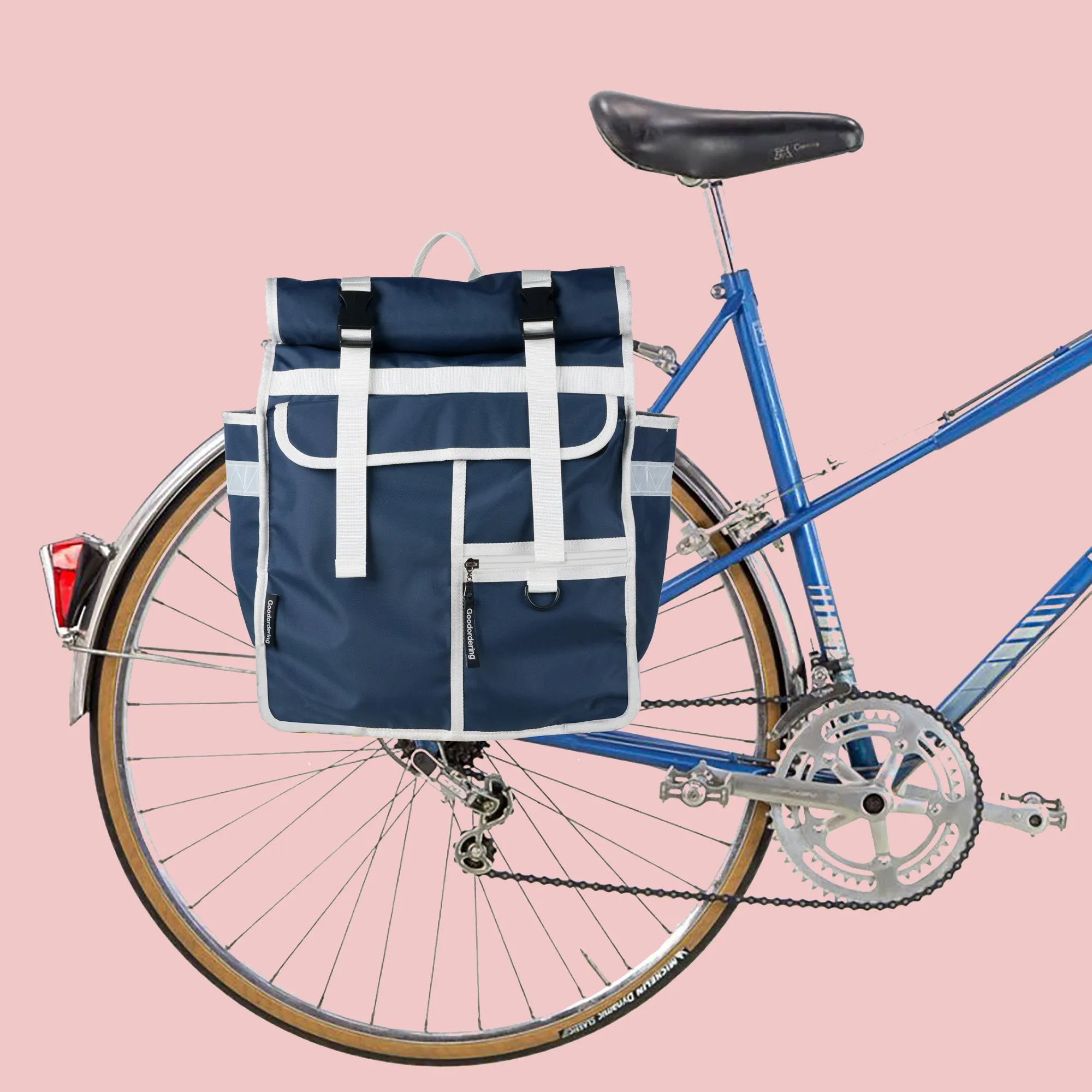 Rolltop backpack Pannier Eco Navy Blue White