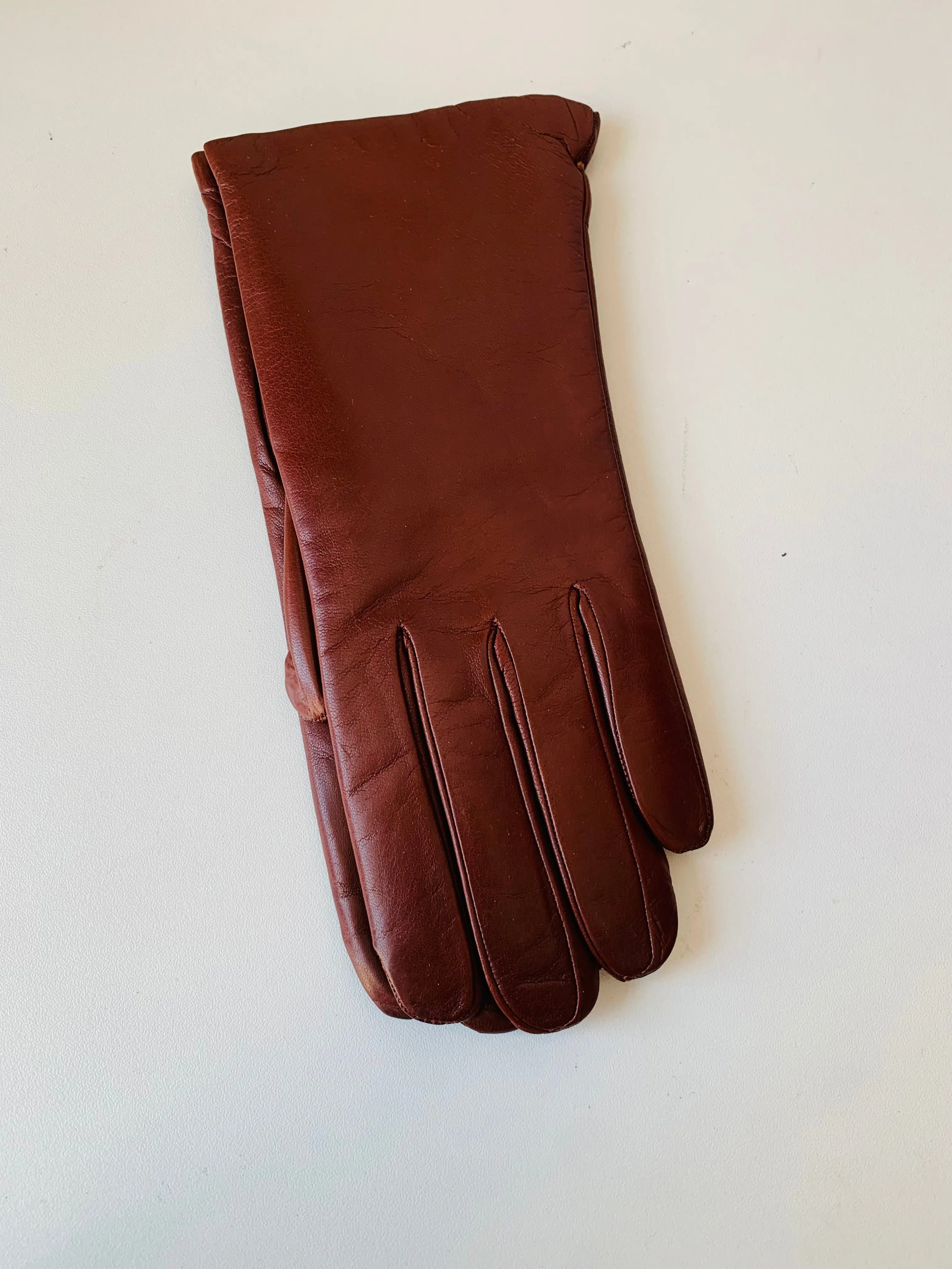 Sermoneta Brown Leather Gloves Size 7 New