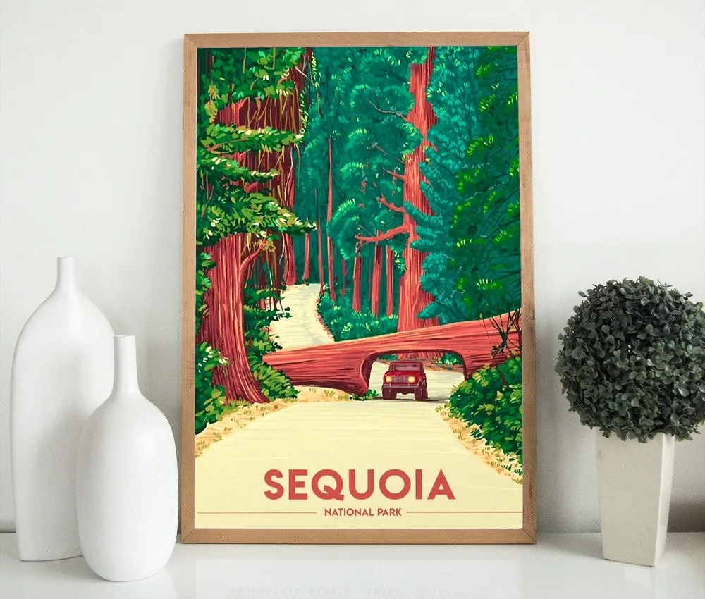 Set Of 3 National Parks Posters PRINTABLE WALL ART, American National Park Prints, Yosemite Sequoia Yellowstone Poster, Vintage Wall Art