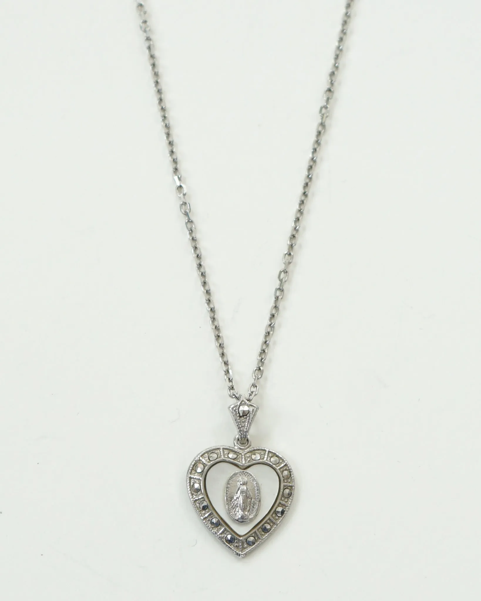 Silver Necklace w/ Religious Charm