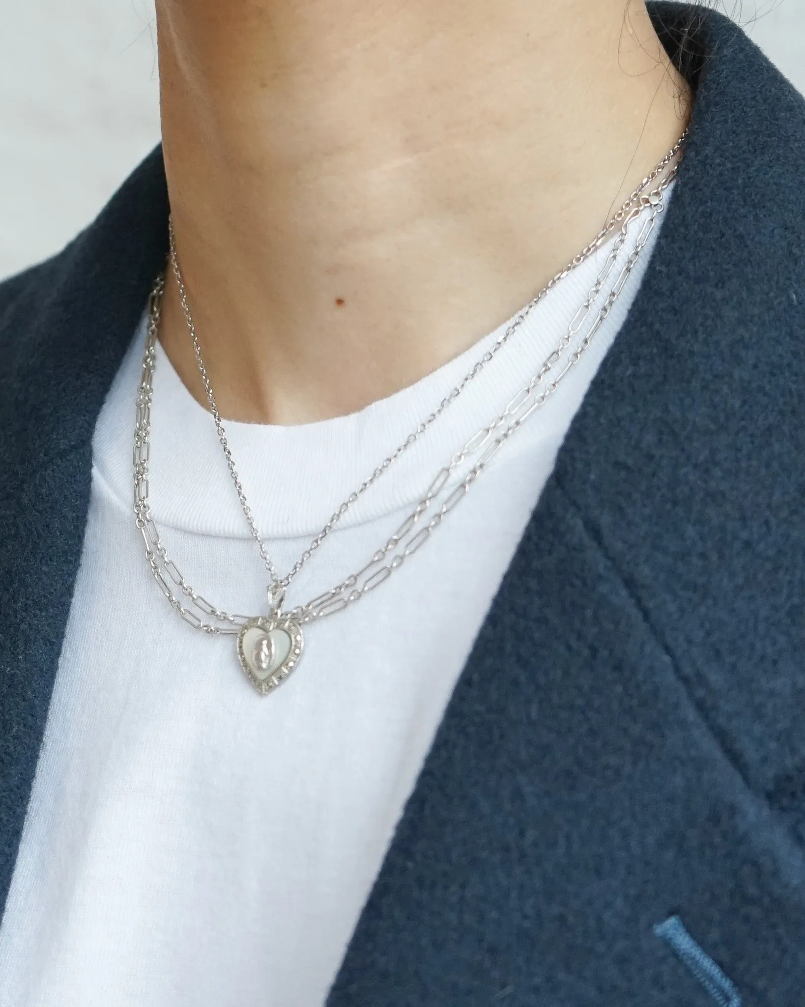 Silver Necklace w/ Religious Charm