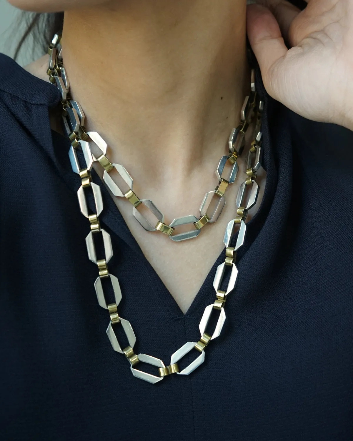 Silver x Brass Long Necklace