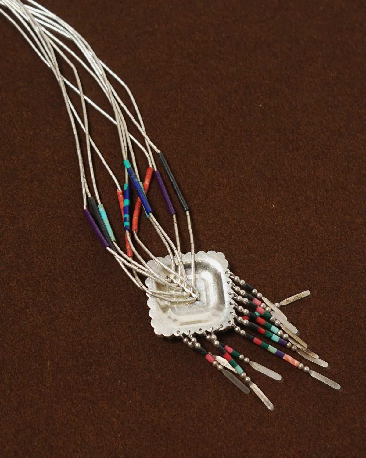 Silver x Multi Stone Beads Necklace