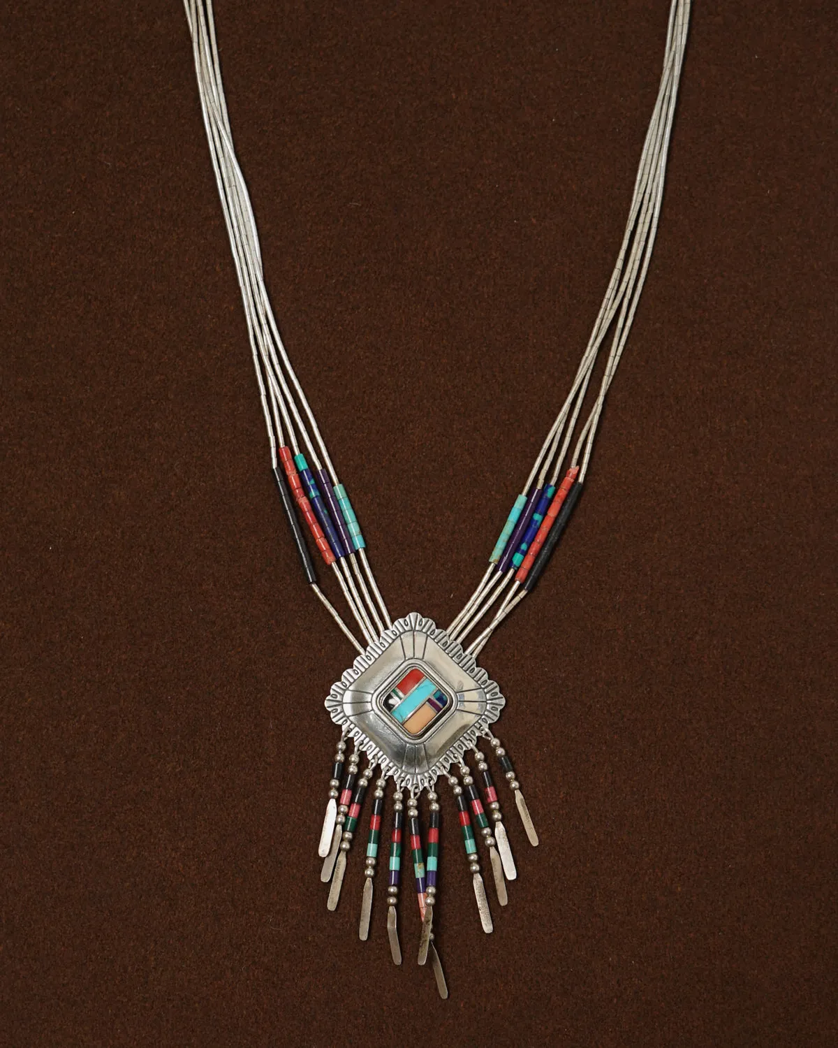 Silver x Multi Stone Beads Necklace