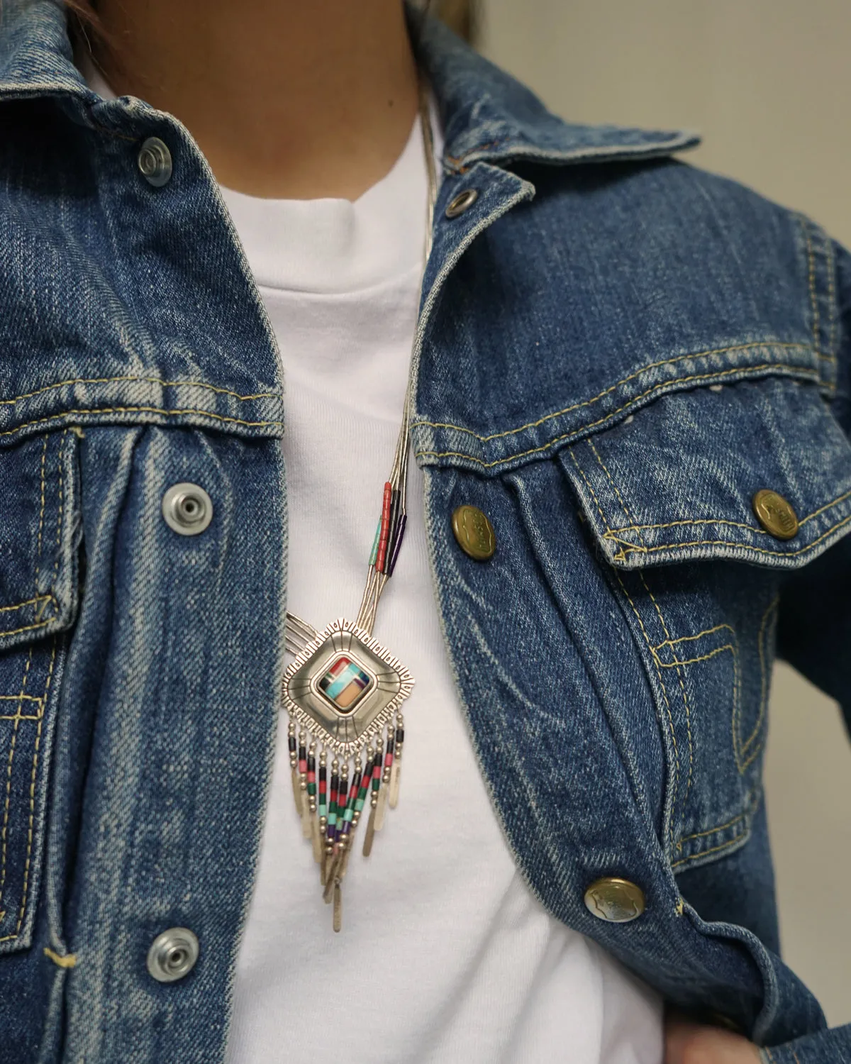 Silver x Multi Stone Beads Necklace