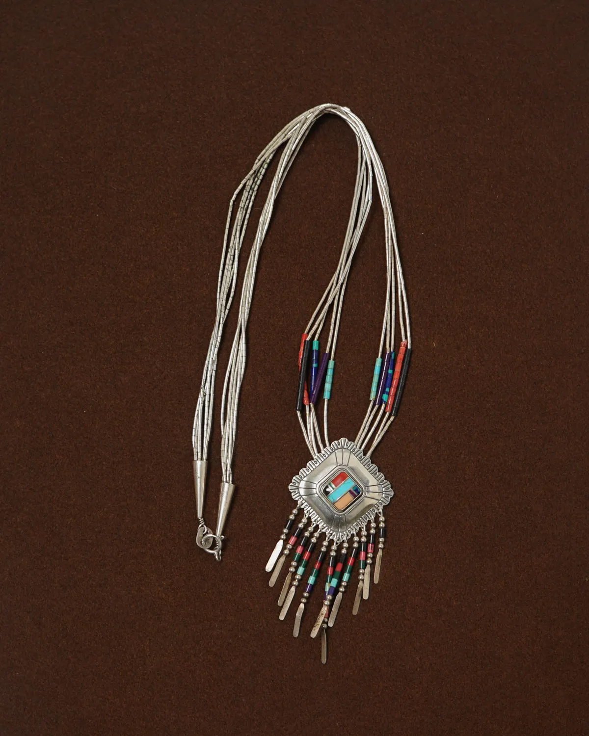 Silver x Multi Stone Beads Necklace