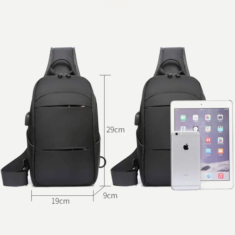 Sling Crossbody Backpack Shoulder Bag for Men with USB Charger Port