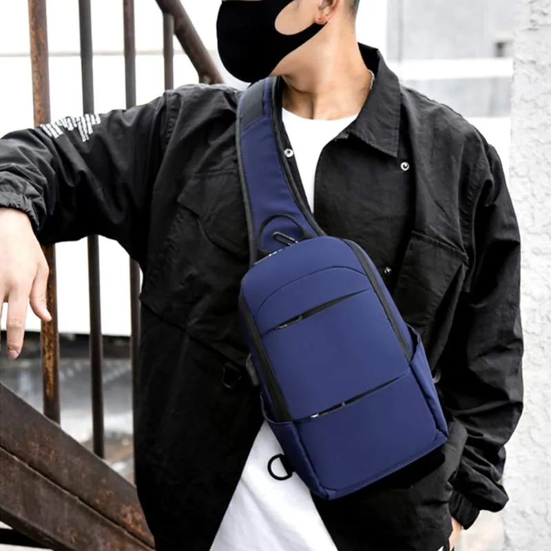 Sling Crossbody Backpack Shoulder Bag for Men with USB Charger Port