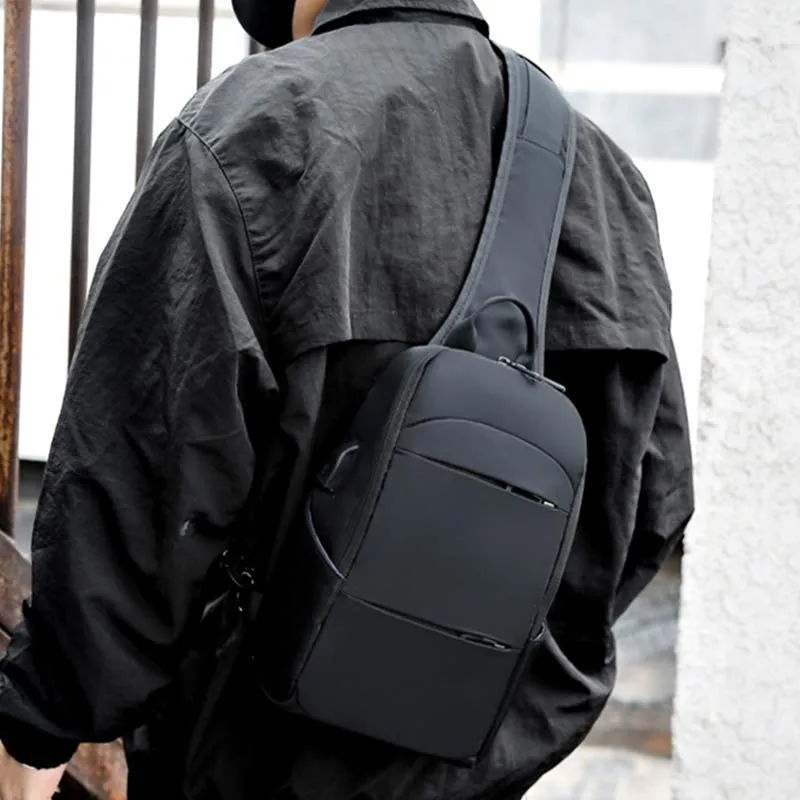 Sling Crossbody Backpack Shoulder Bag for Men with USB Charger Port