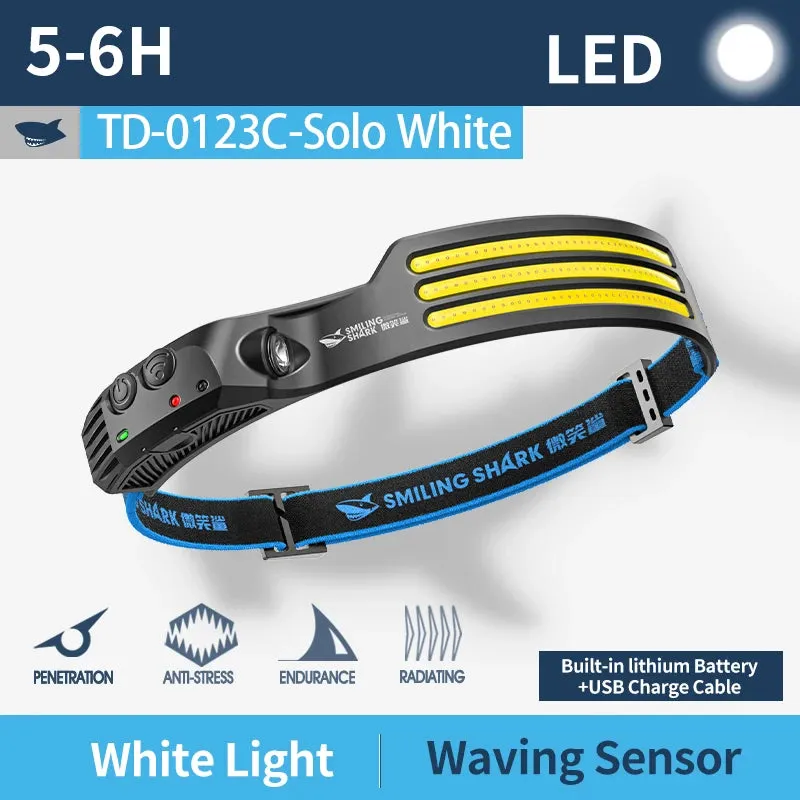 Smiling Shark TD-0123C Headlight Wave Induction Rechargeable Headlamp Waterproof  Head Torch for Camping Hiking Outdoors