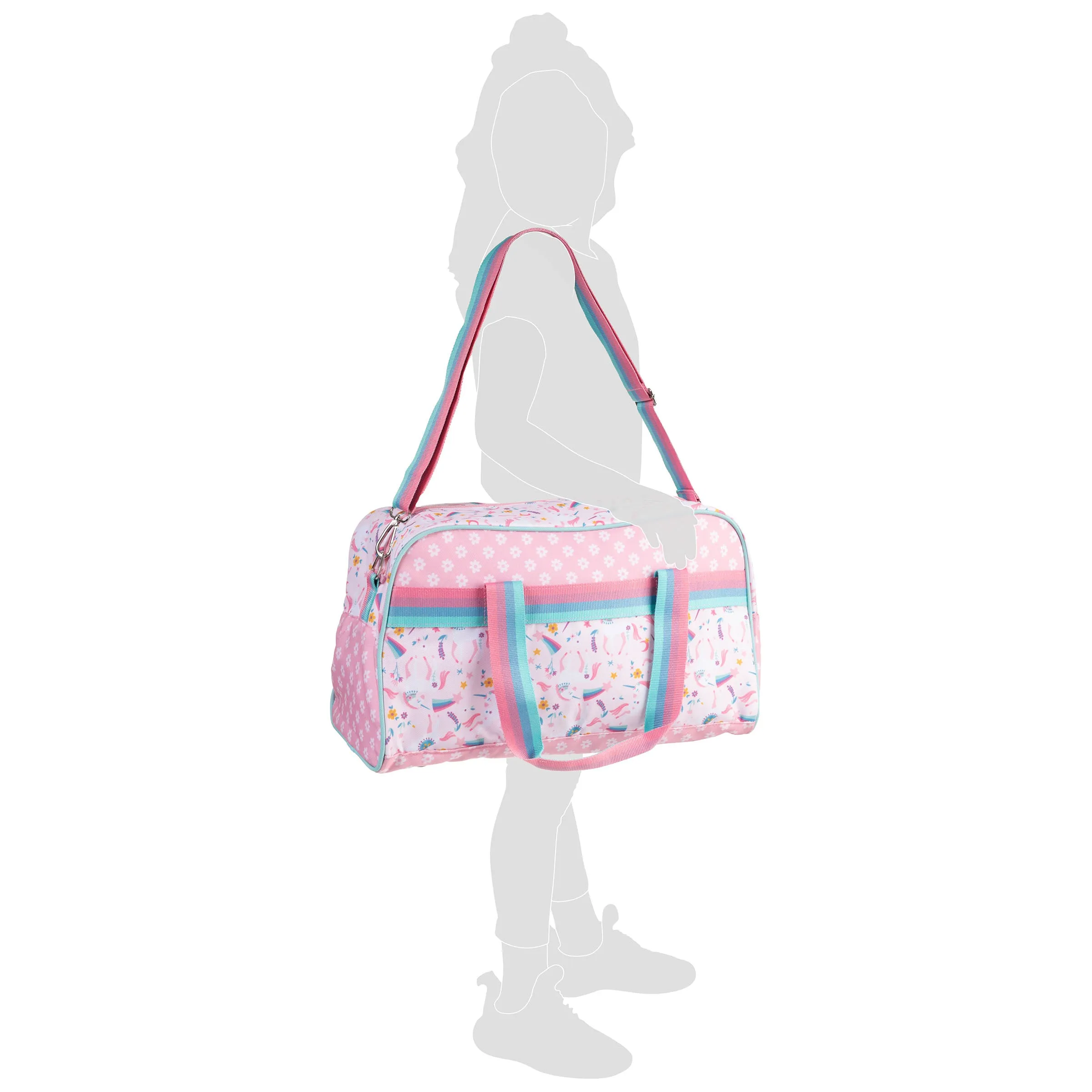 Stephen Joseph All Over Print Kid's Duffle Bag, Pink Unicorn