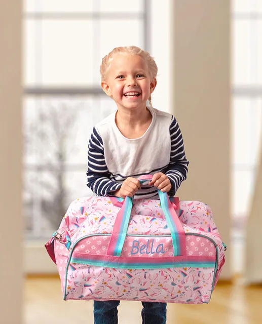 Stephen Joseph All Over Print Kid's Duffle Bag, Pink Unicorn