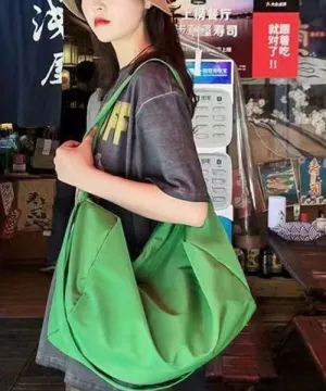 Style Green Zippered Patchwork Oversize Nylon Messenger Bag LY1383