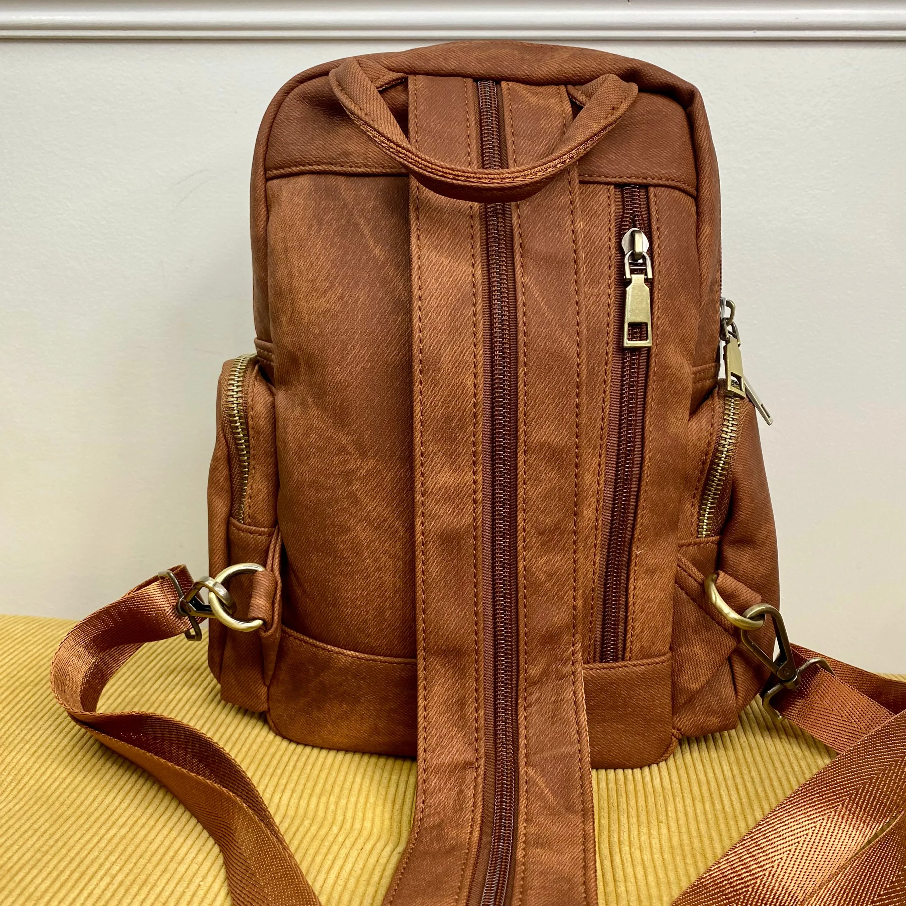 Sydney Denim 2-in-1 Sling   Backpack - Camel