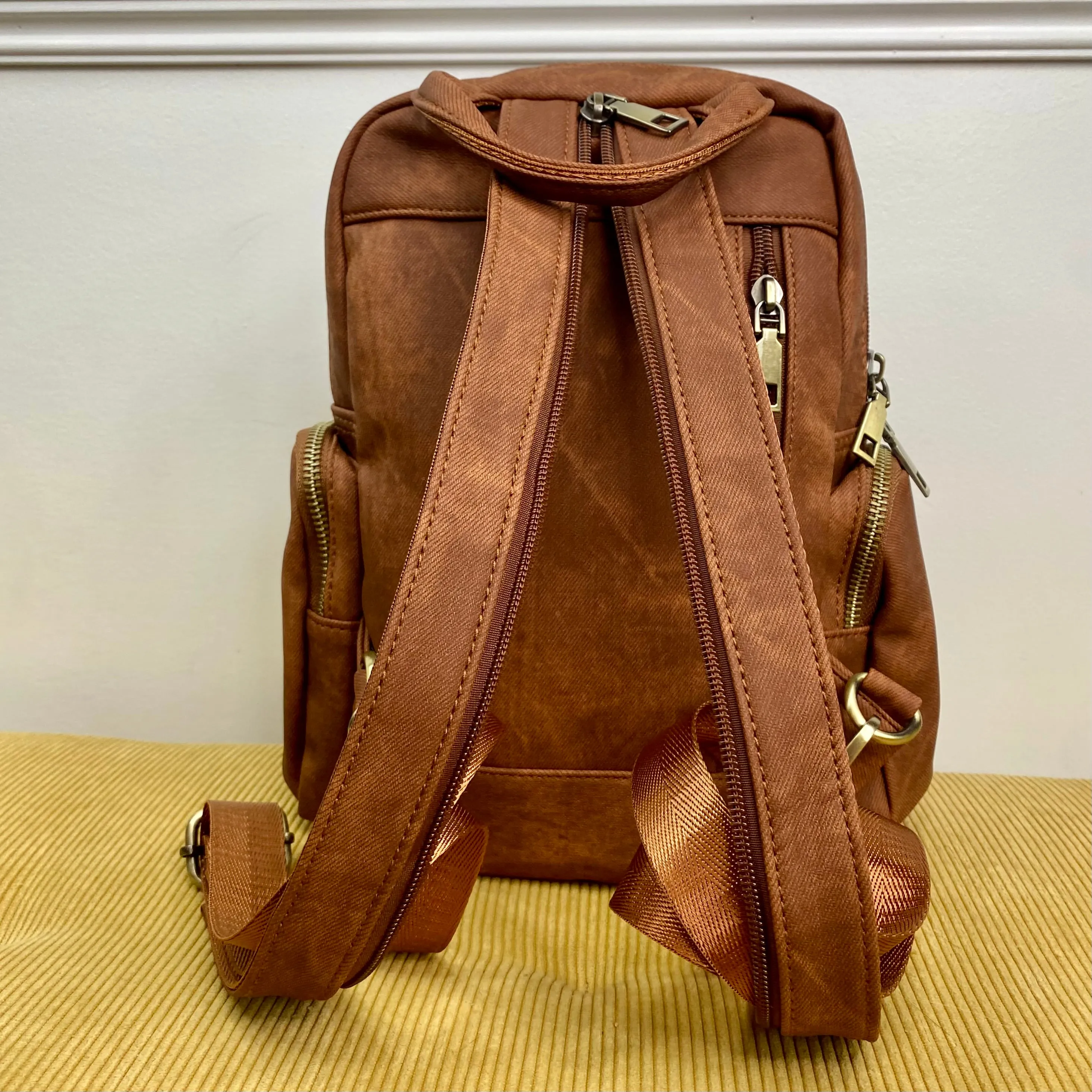 Sydney Denim 2-in-1 Sling   Backpack - Camel