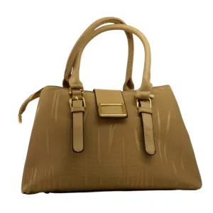 Textured Handbag with Gold Buckle