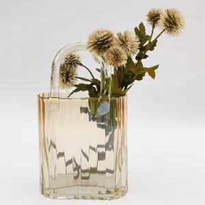 Urban Products Reeded Handbag Glass Vase Amber Sm 23cm