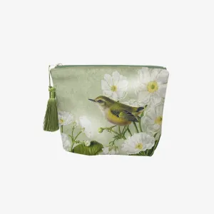Velvet Cosmetic Bag - Birds & Botanicals - Rifleman