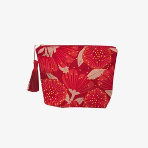 Velvet Cosmetic Bag - Bright Botanical Pohutukawa