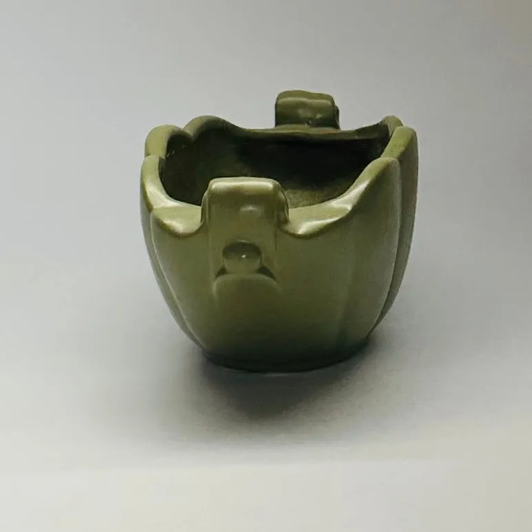 Vintage 1940s Green Ceramic Planters, Set of 2