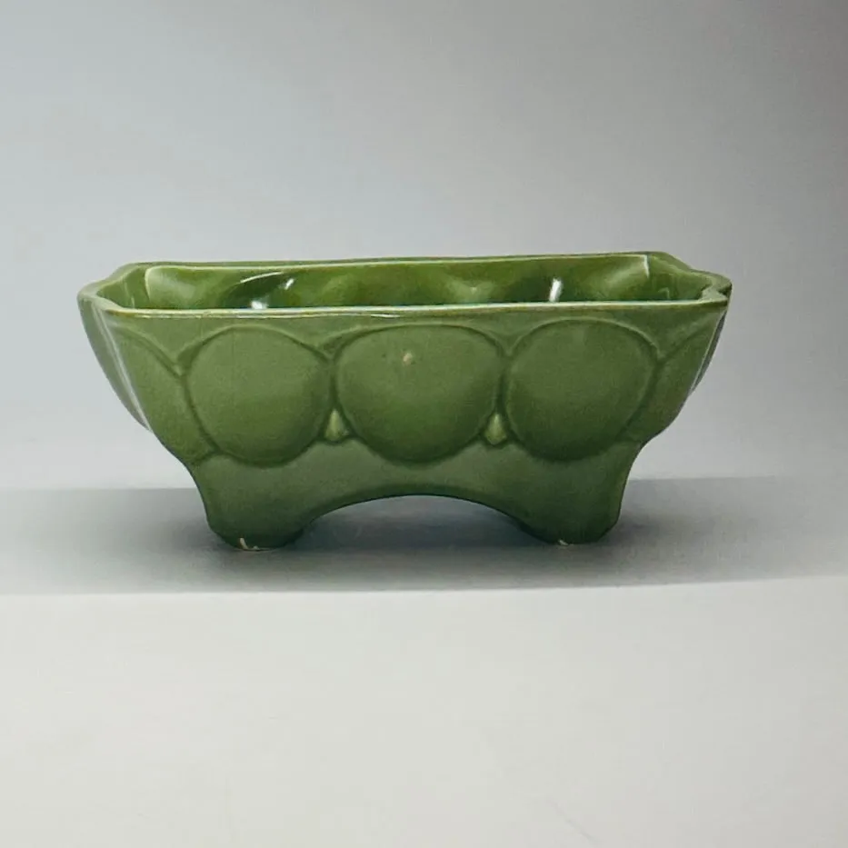 Vintage 1940s Green Ceramic Planters, Set of 2