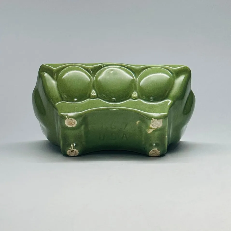 Vintage 1940s Green Ceramic Planters, Set of 2