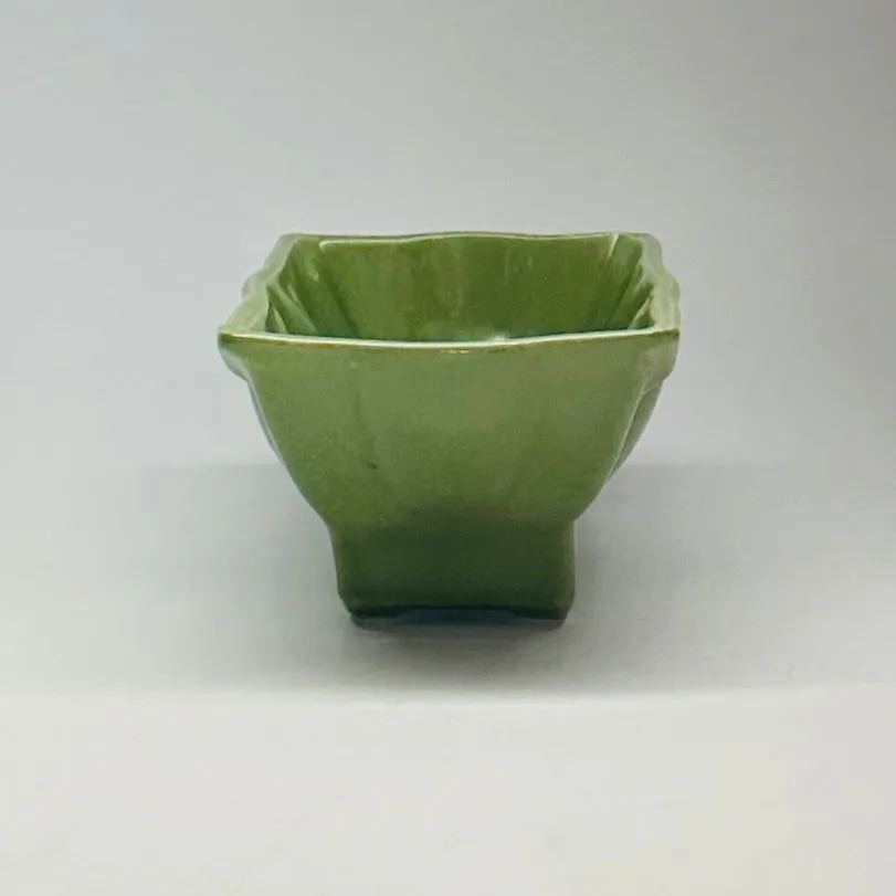 Vintage 1940s Green Ceramic Planters, Set of 2