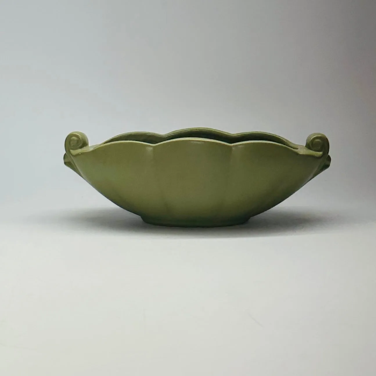 Vintage 1940s Green Ceramic Planters, Set of 2