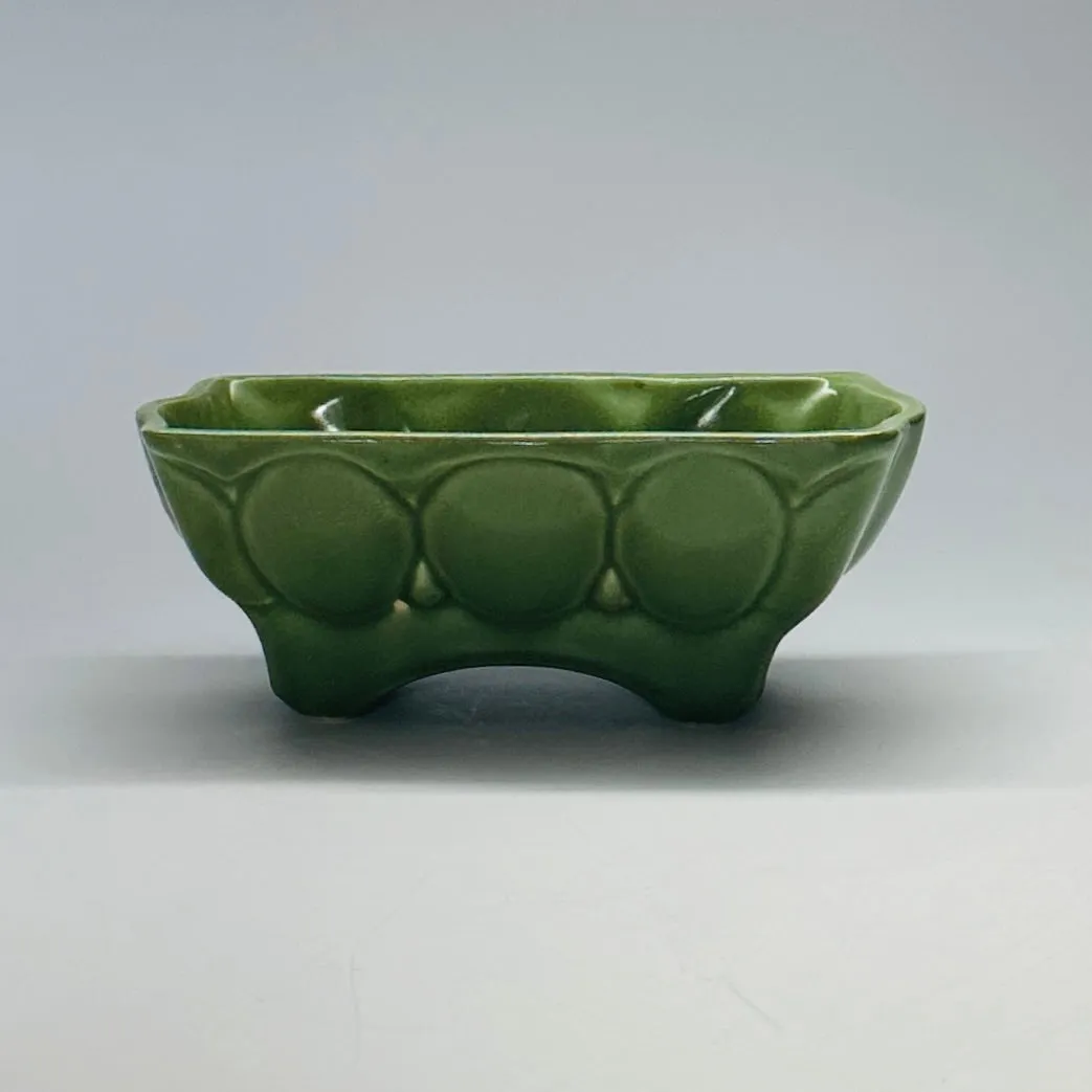 Vintage 1940s Green Ceramic Planters, Set of 2