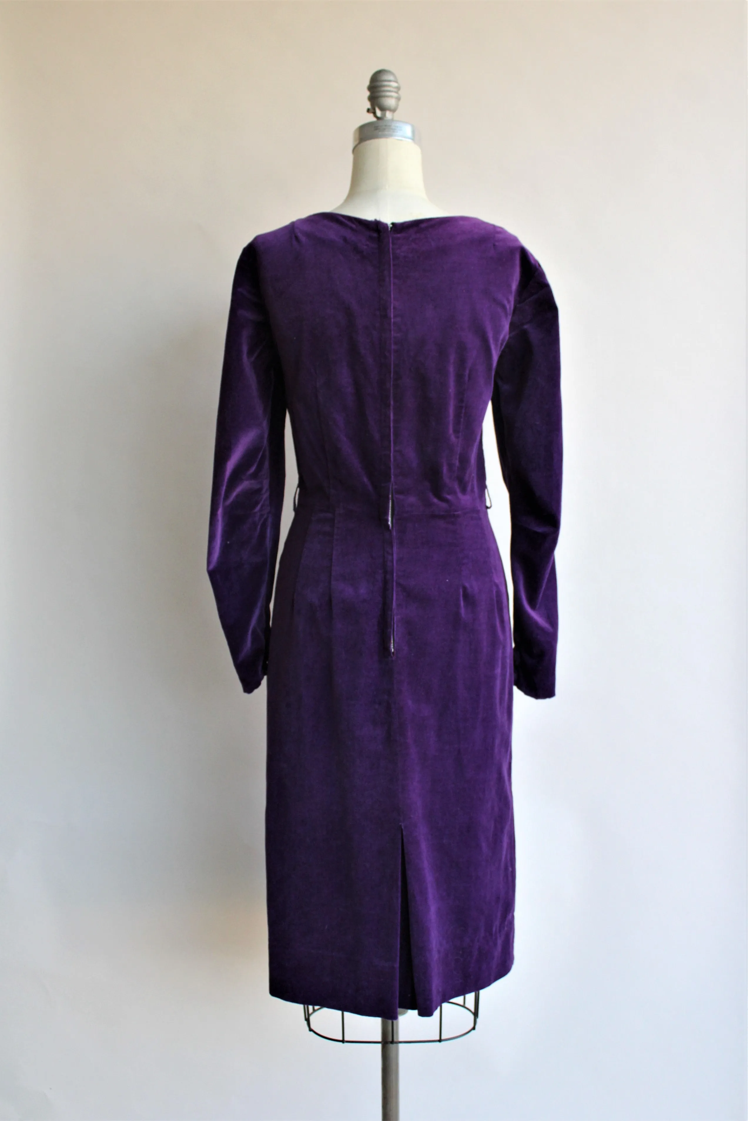 Vintage 1950s Purple Cotton Velvet Dress
