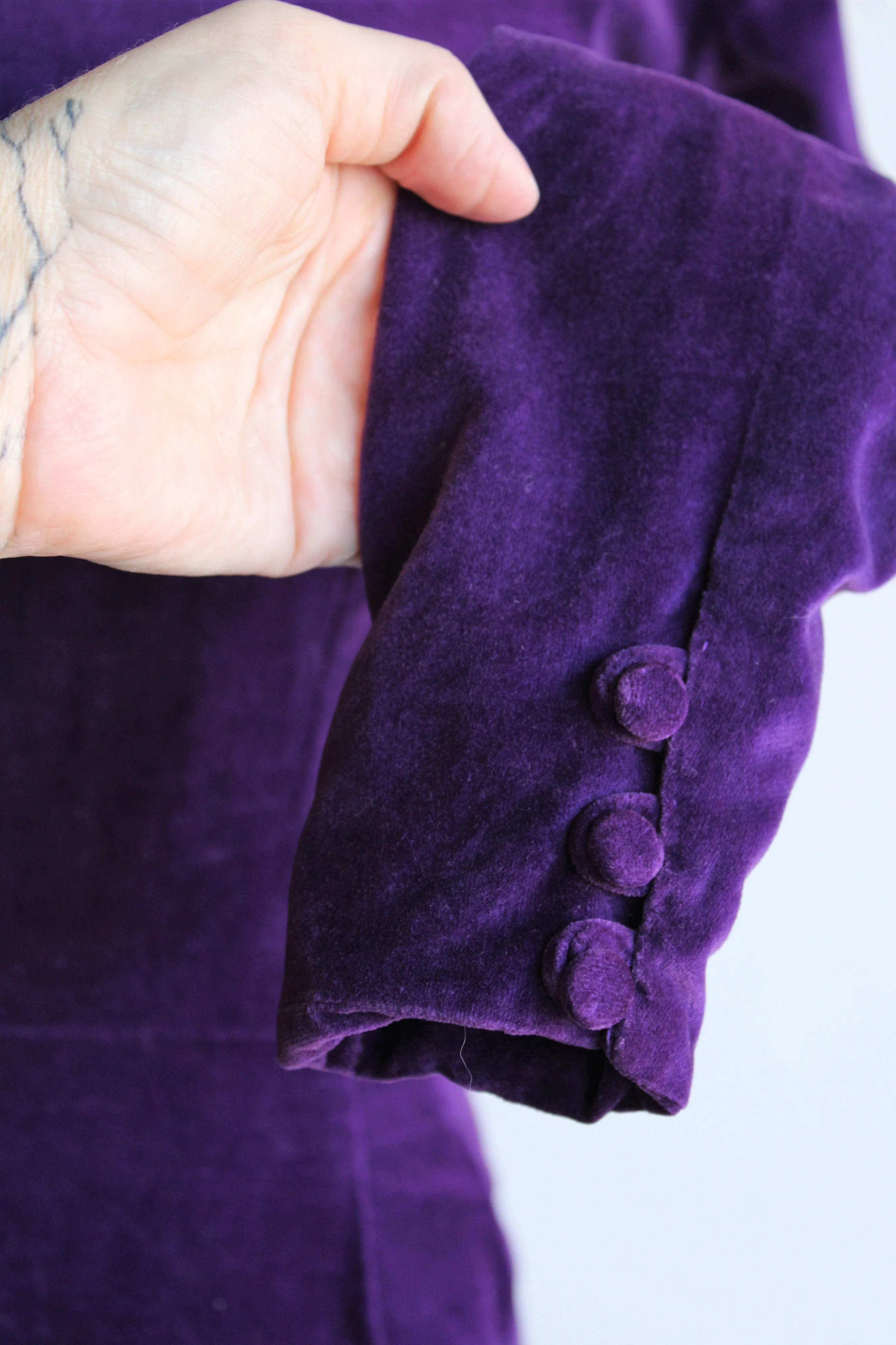 Vintage 1950s Purple Cotton Velvet Dress