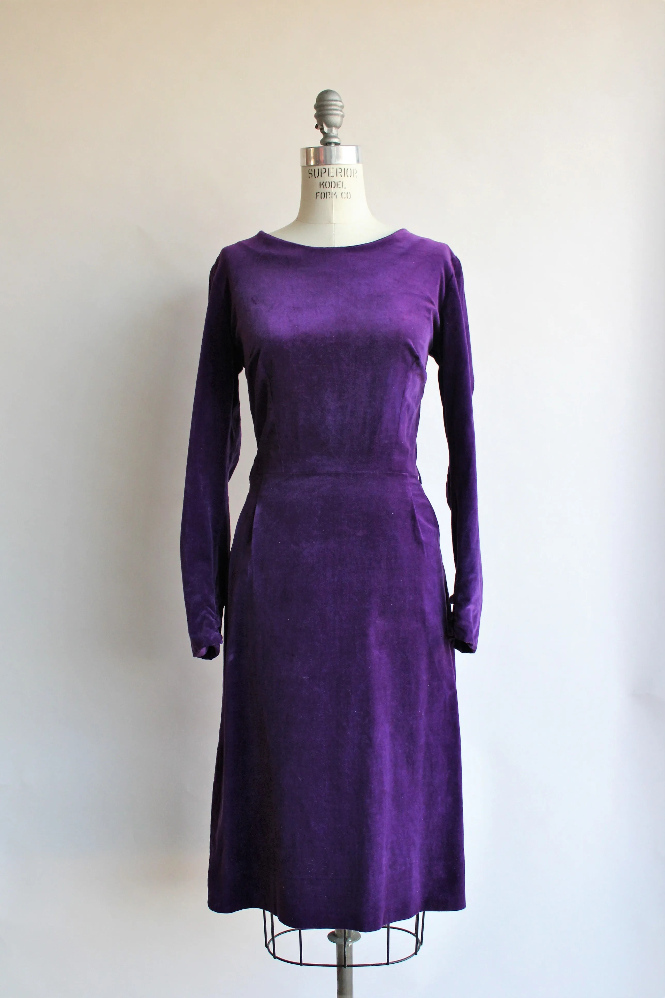 Vintage 1950s Purple Cotton Velvet Dress