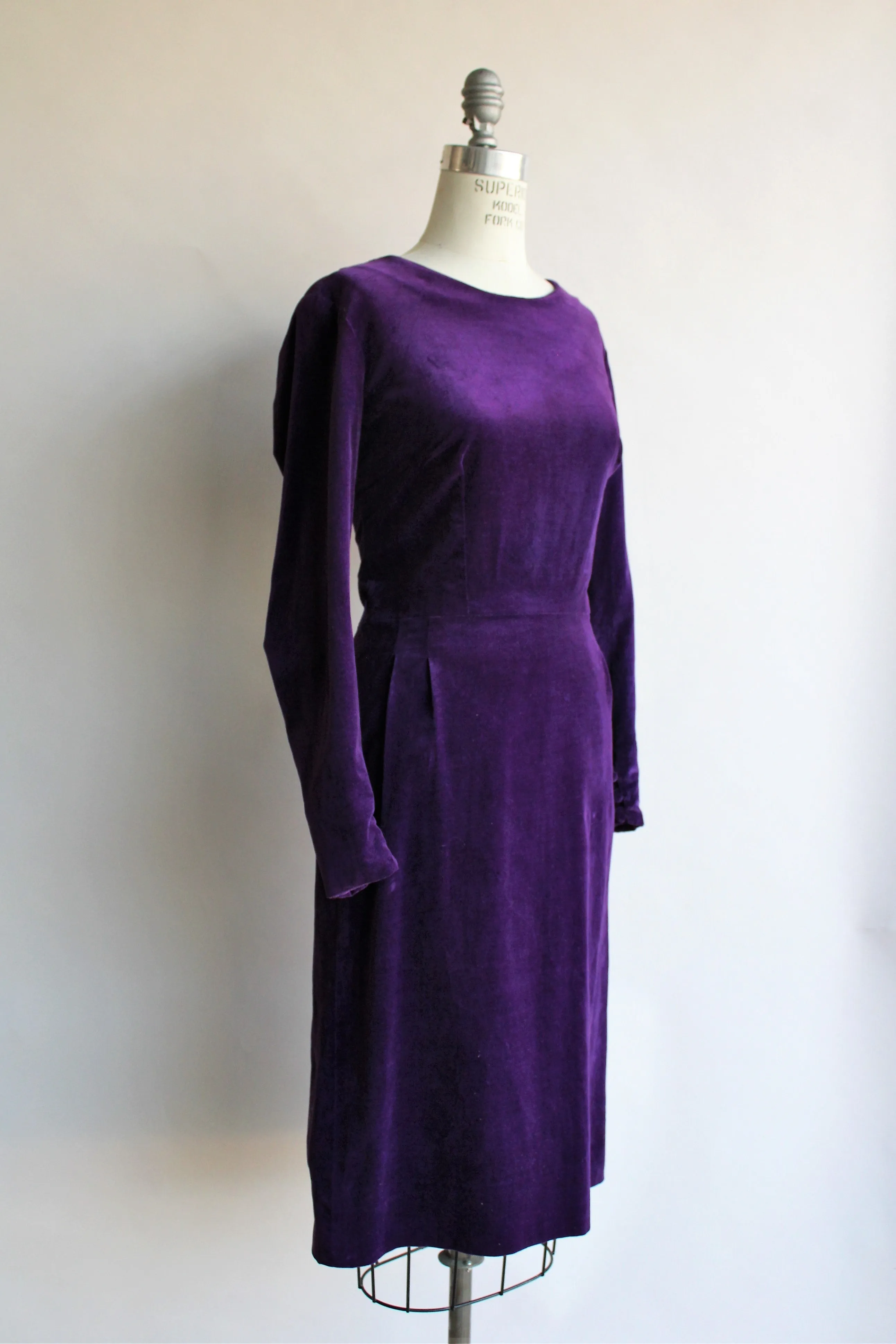Vintage 1950s Purple Cotton Velvet Dress
