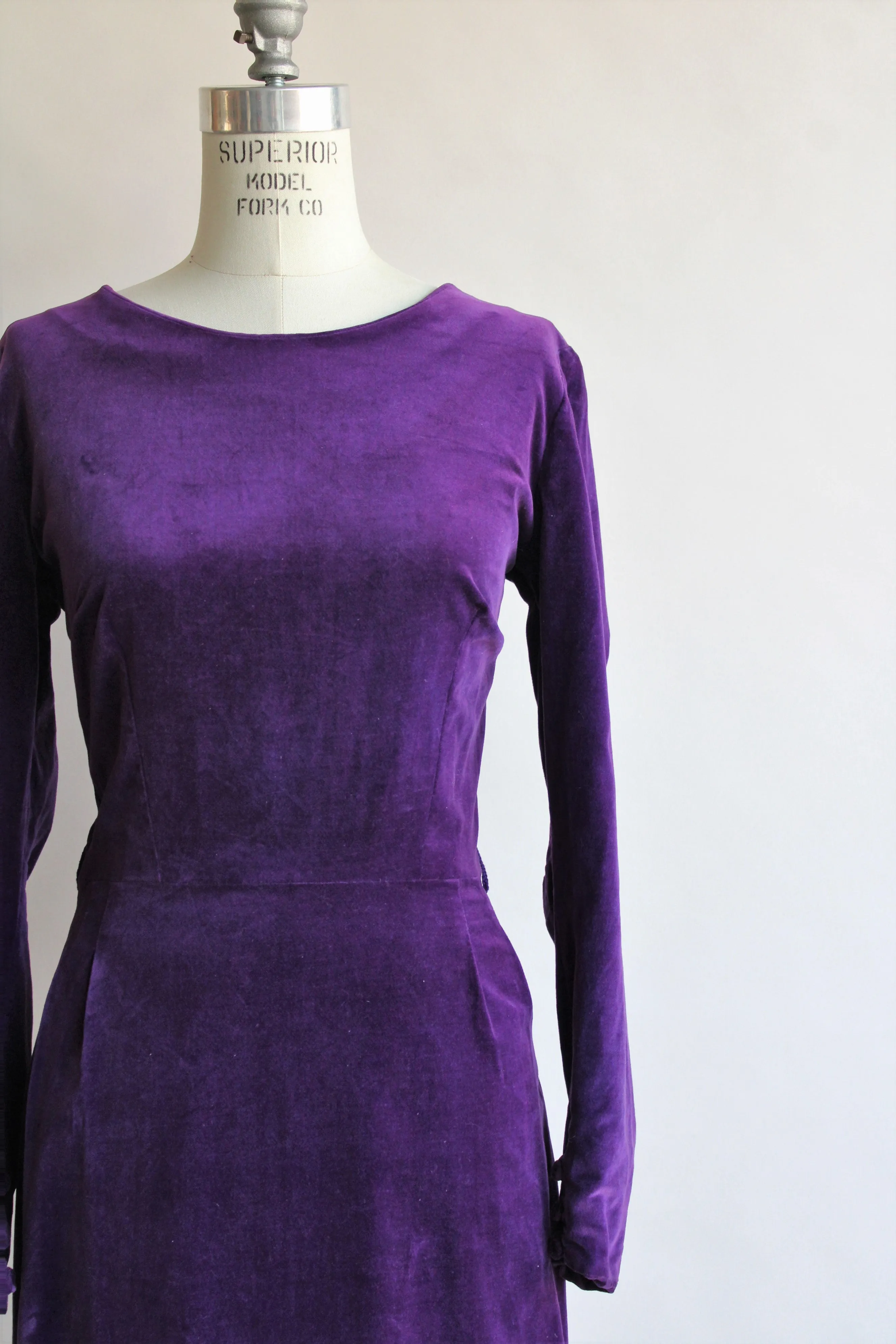 Vintage 1950s Purple Cotton Velvet Dress