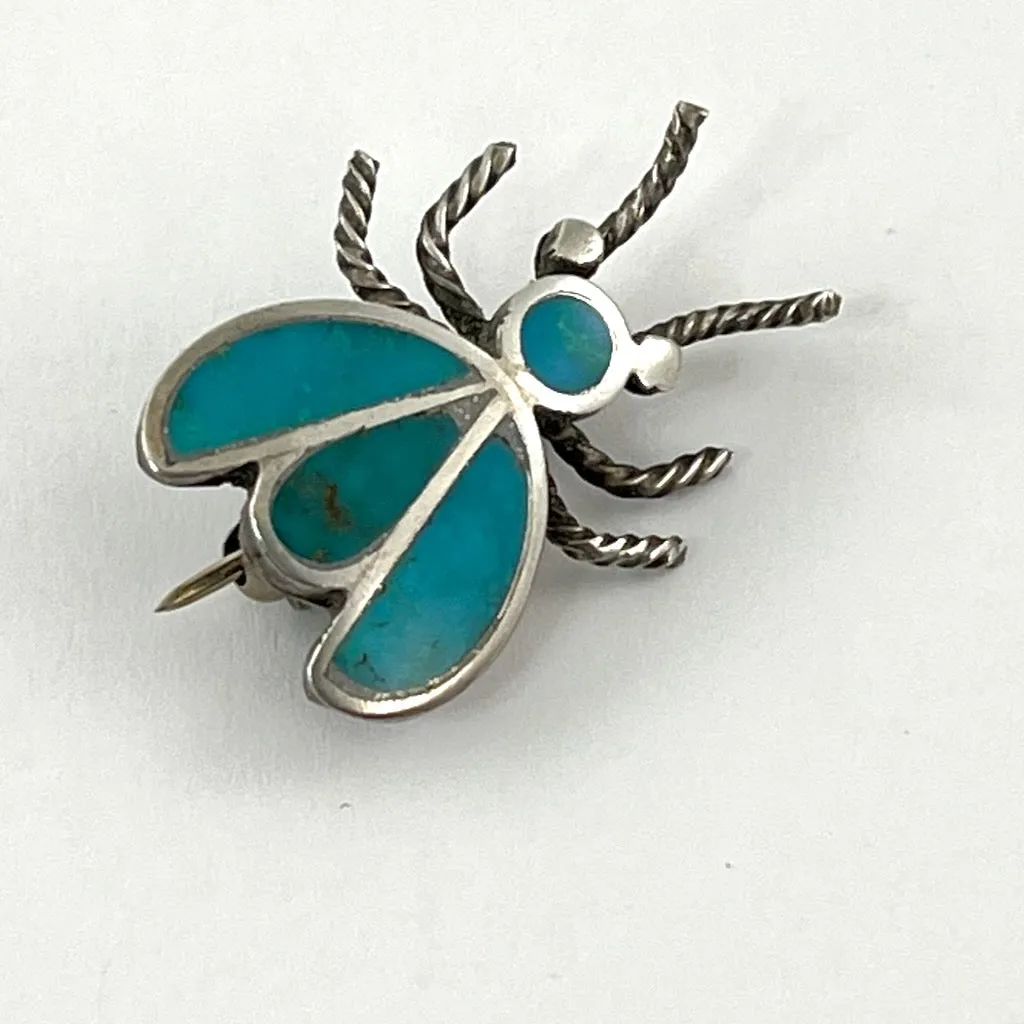 Vintage Blue Gem Bug Pin