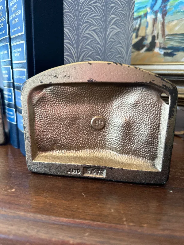 Vintage Brass Bookends, Lincoln Log Cabin