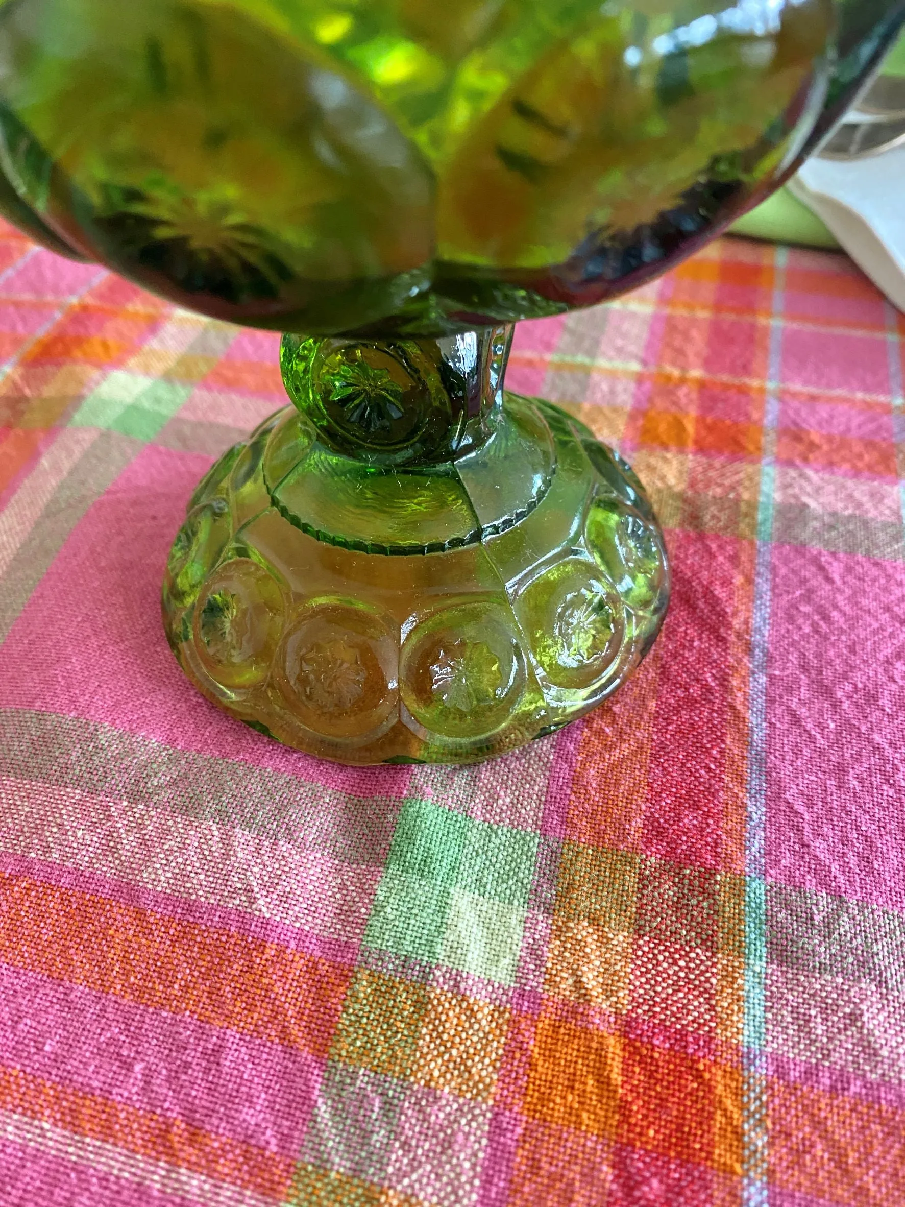 Vintage Candy Dish - L.E. Smith Glass Moon and Stars Pattern