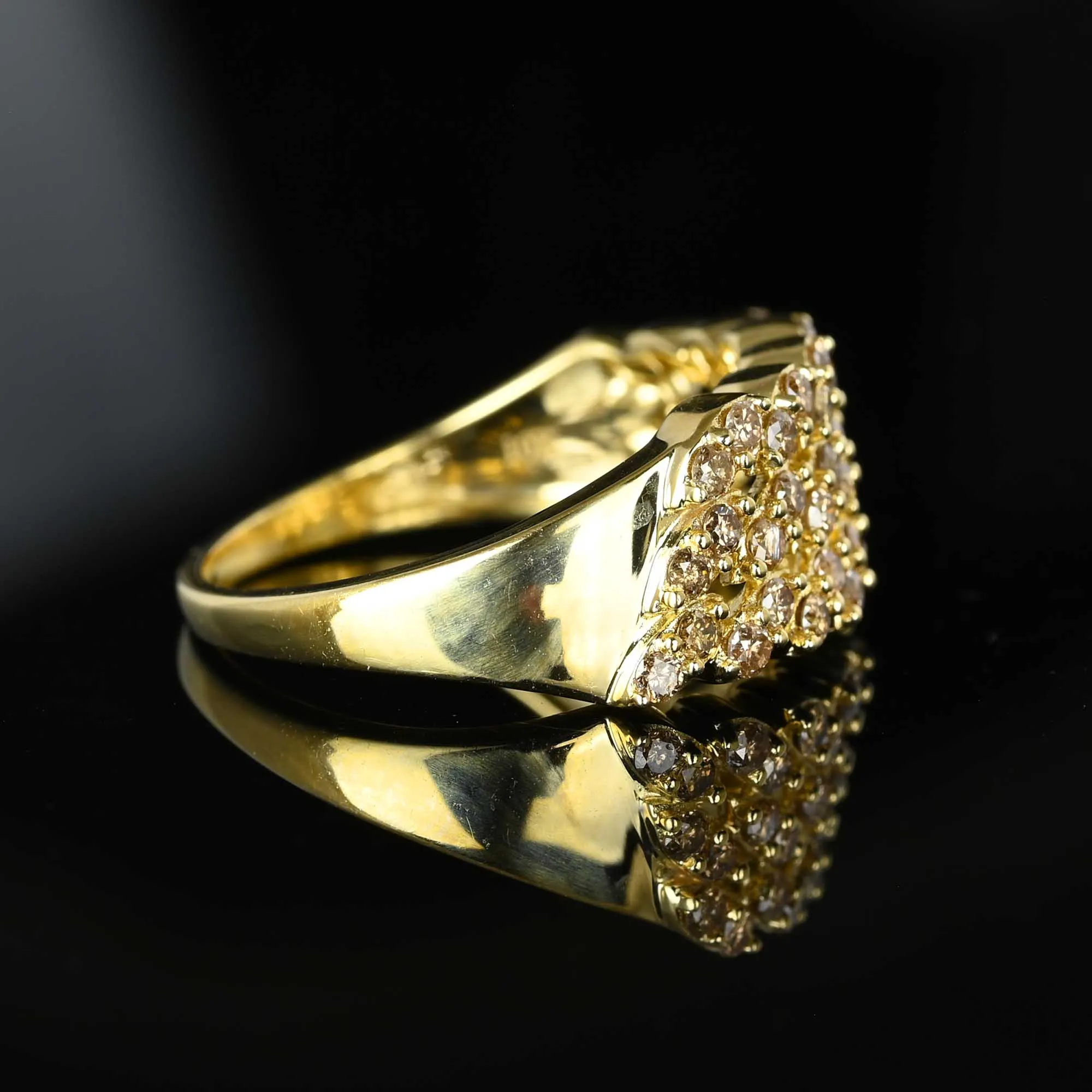 Vintage Diagonal Set Cognac Diamond Ring Band in Gold