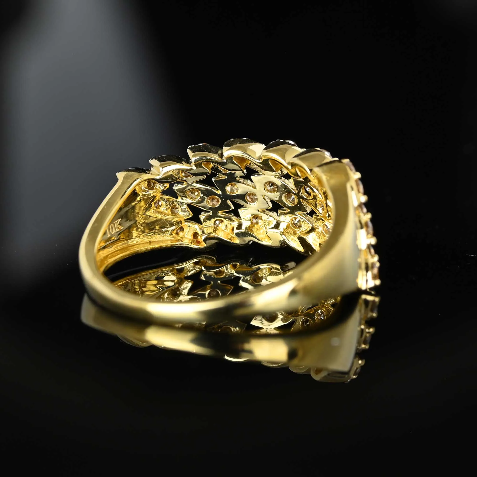 Vintage Diagonal Set Cognac Diamond Ring Band in Gold