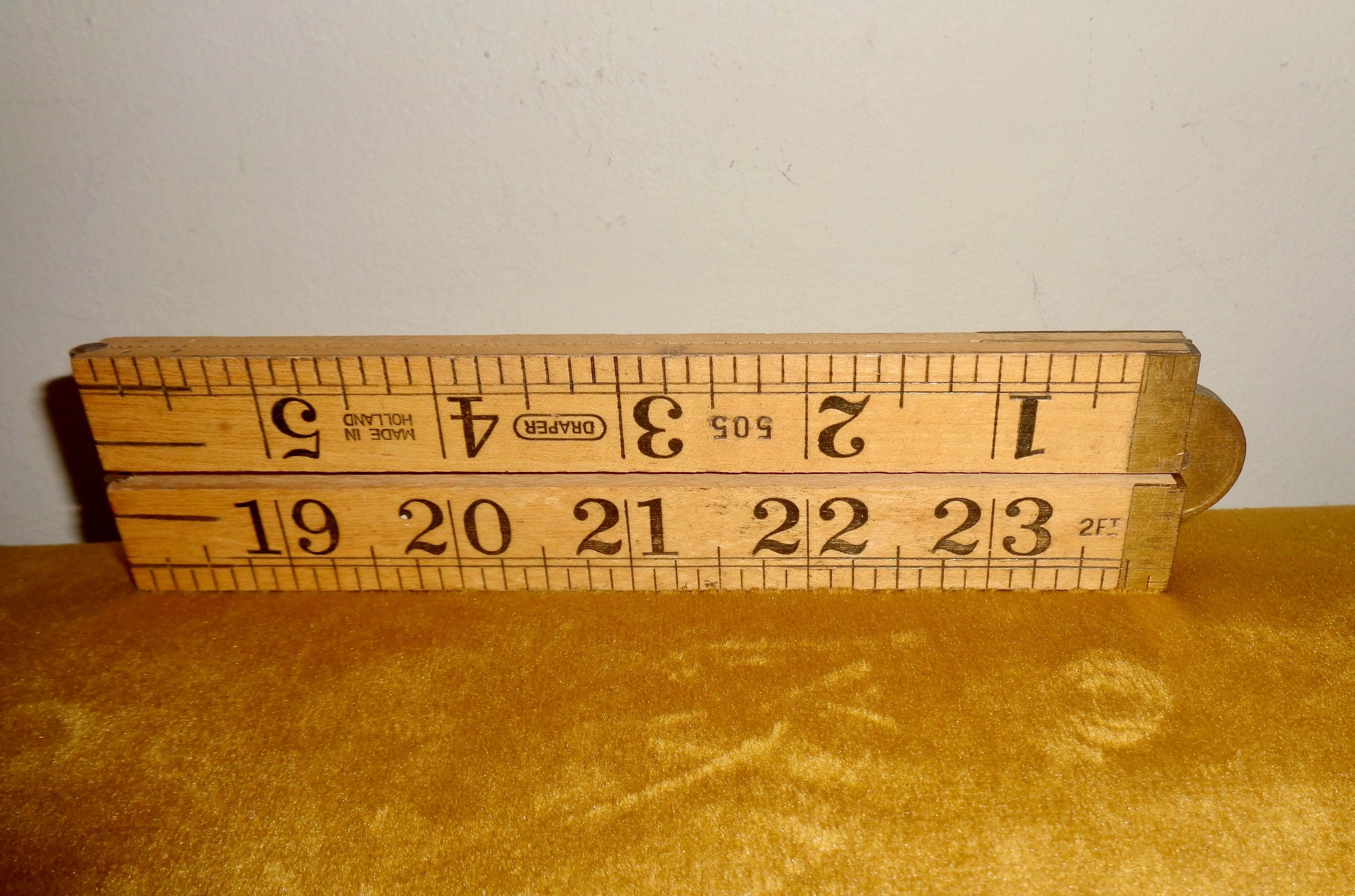 Vintage Draper 505 24 Inch Wood & Brass Folding Ruler