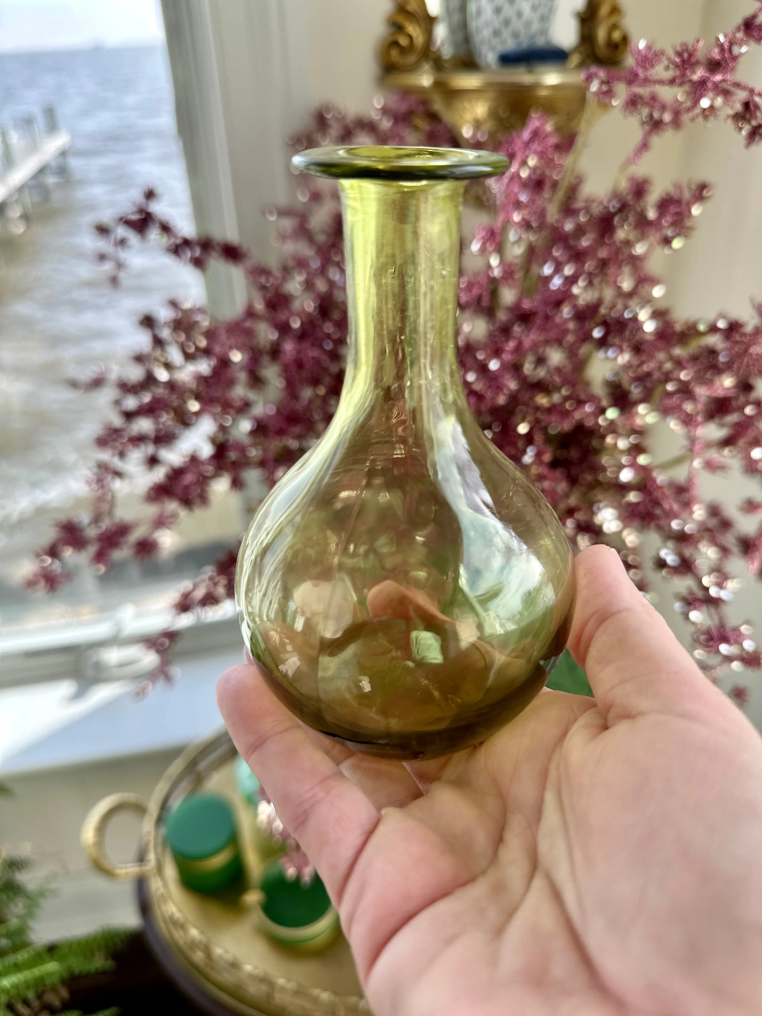 Vintage Glass Vase, Handblown Jamestown