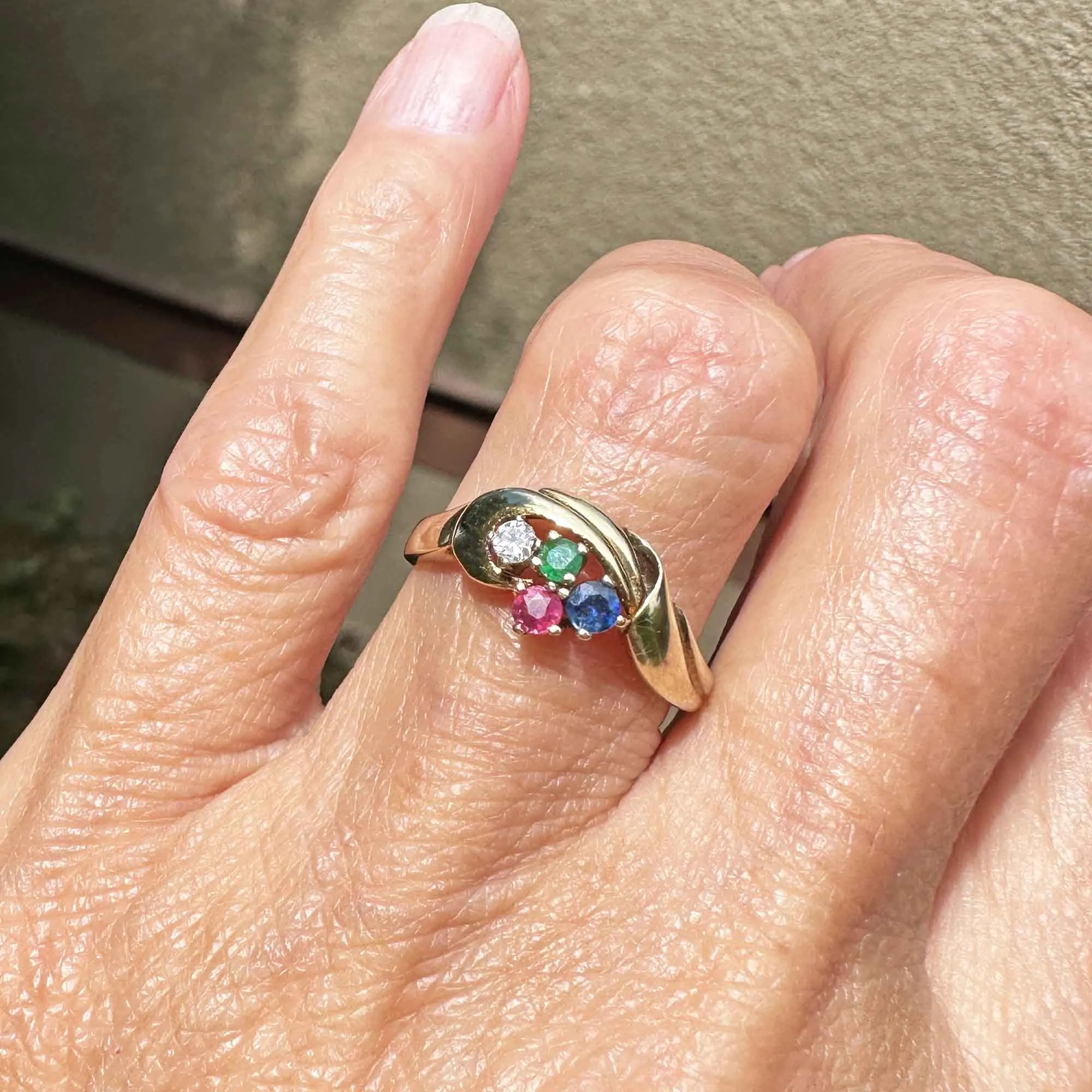 Vintage Gold Tutti Frutti Multi Gemstone Cluster Ring