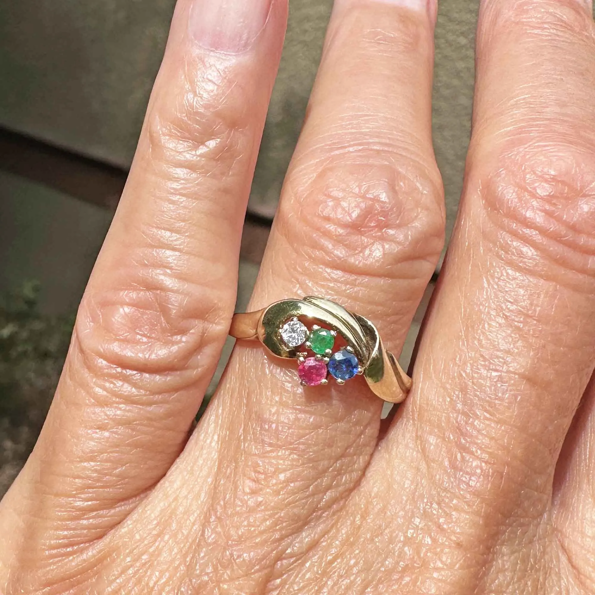 Vintage Gold Tutti Frutti Multi Gemstone Cluster Ring